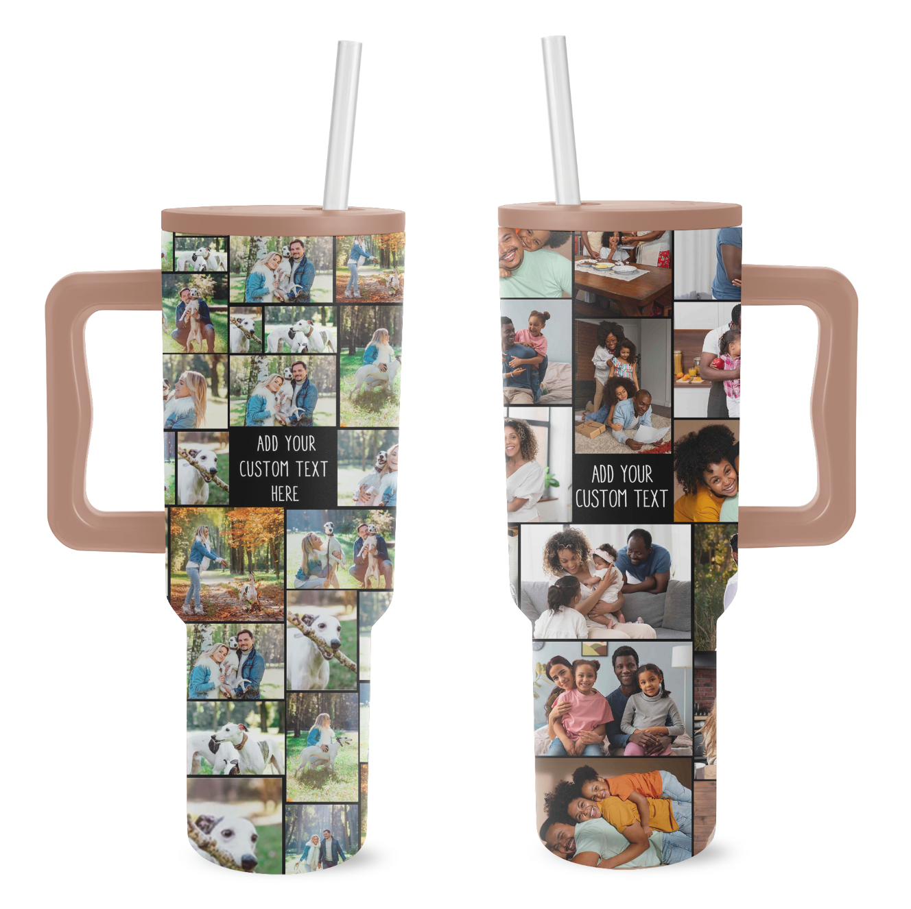 Custom Photo Collage & Text on Personalized 40oz Trek Tumbler