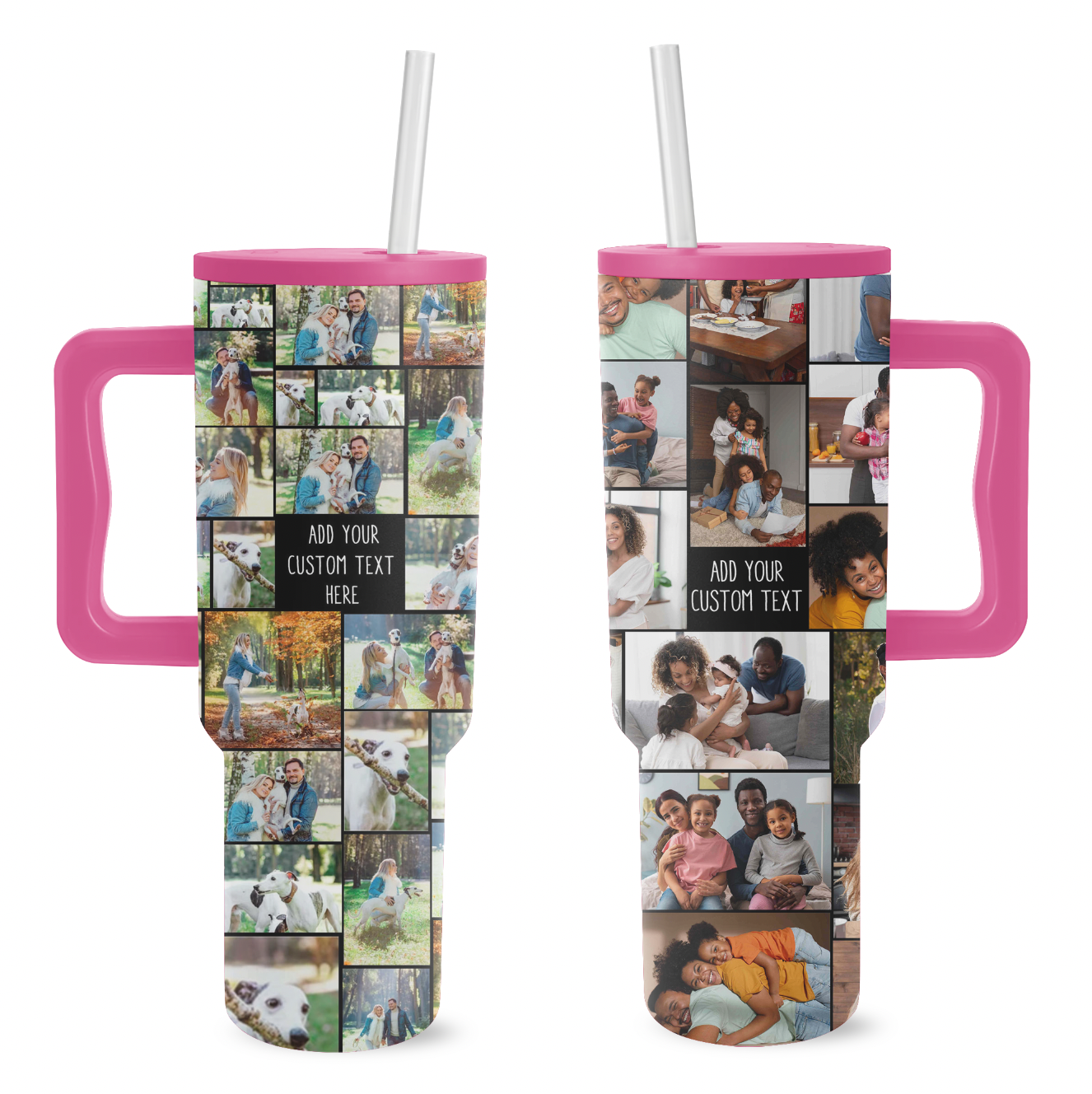 Custom Photo Collage & Text on Personalized 40oz Trek Tumbler
