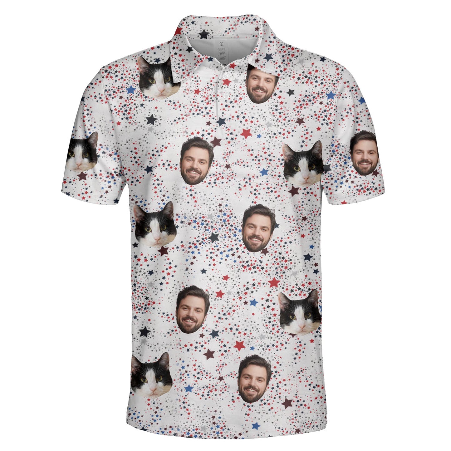Custom Polo Shirt for Men Personalized Short Sleeve Golf Shirt with Logo Pet Human Face on it