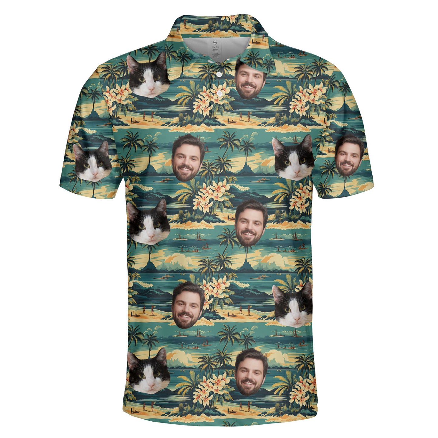 Custom Tropical Aloha Hawaiian Polo Shirt with Pet Human Face on it