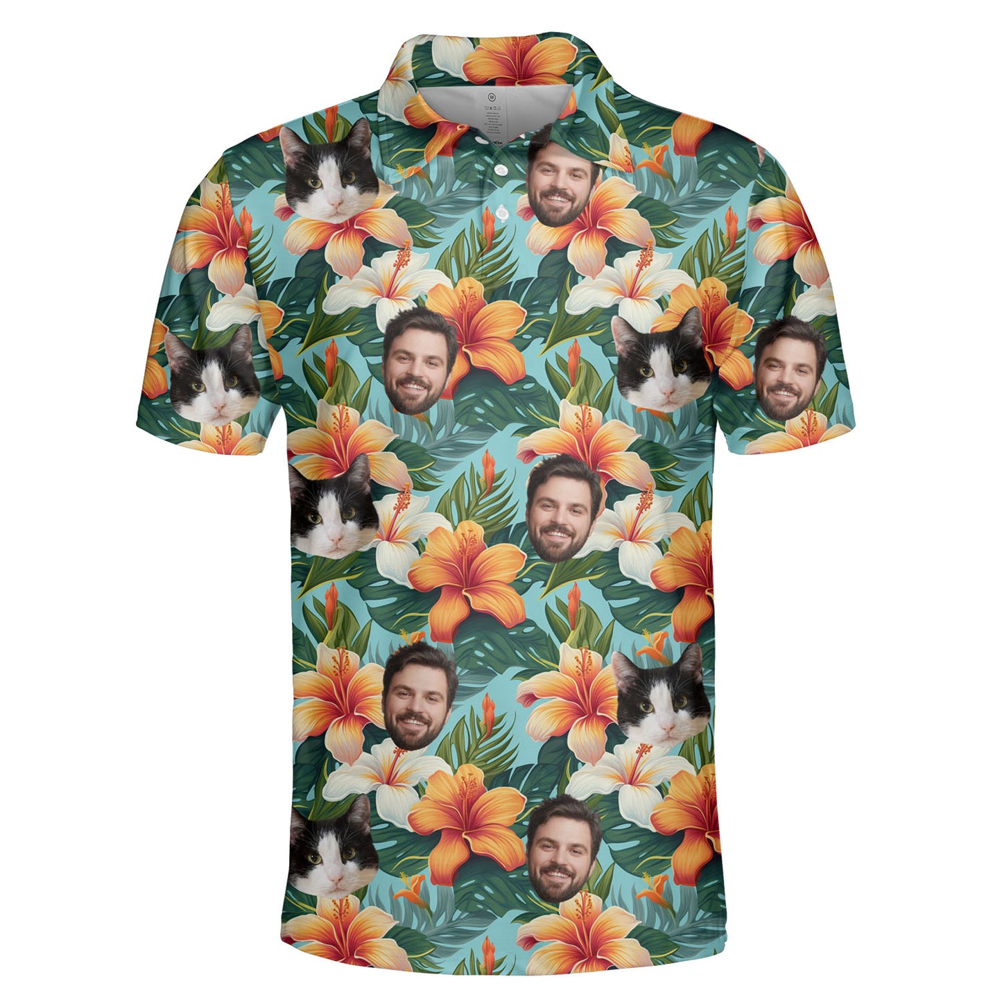 Custom Tropical Aloha Hawaiian Polo Shirt with Pet Human Face on it