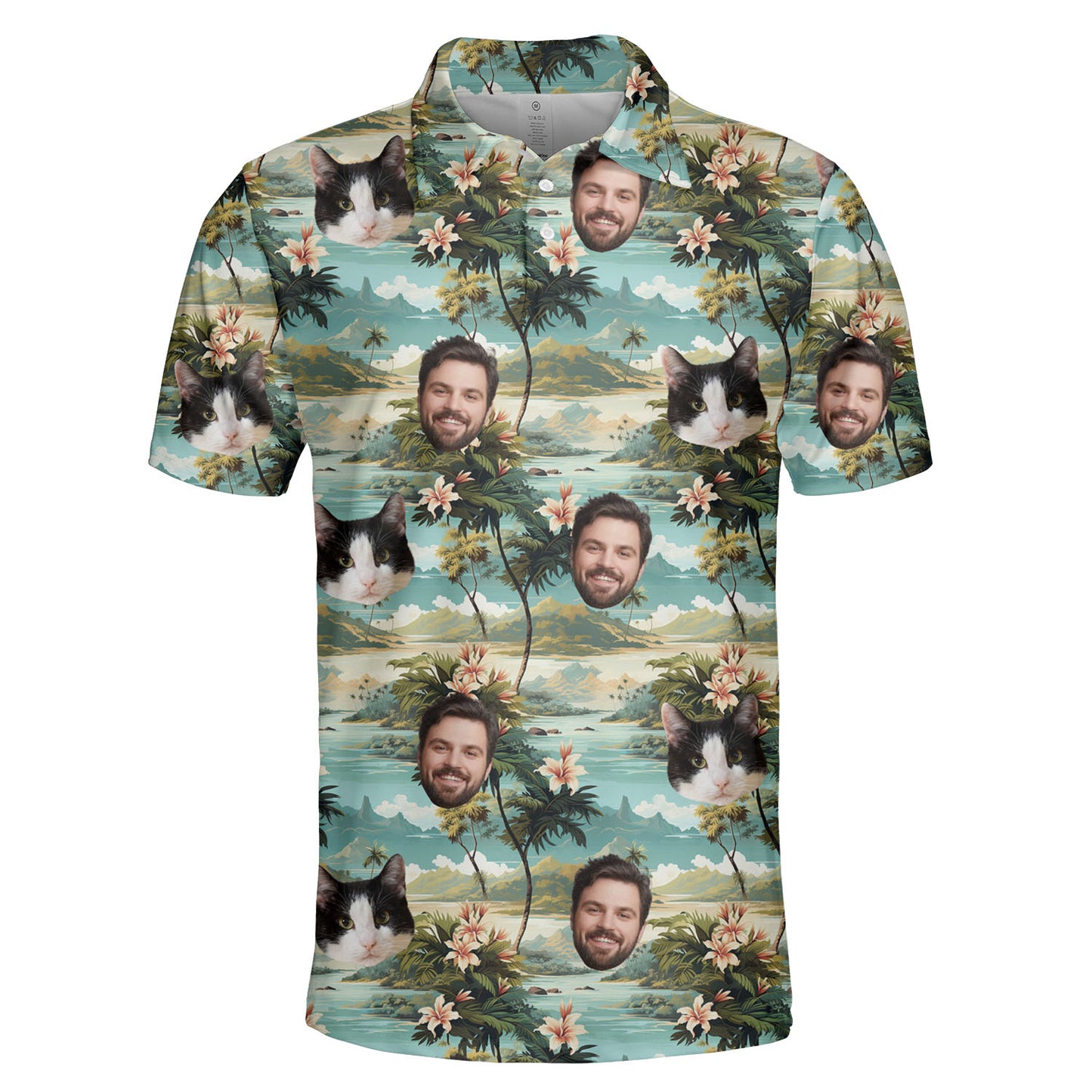 Custom Tropical Aloha Hawaiian Polo Shirt with Pet Human Face on it