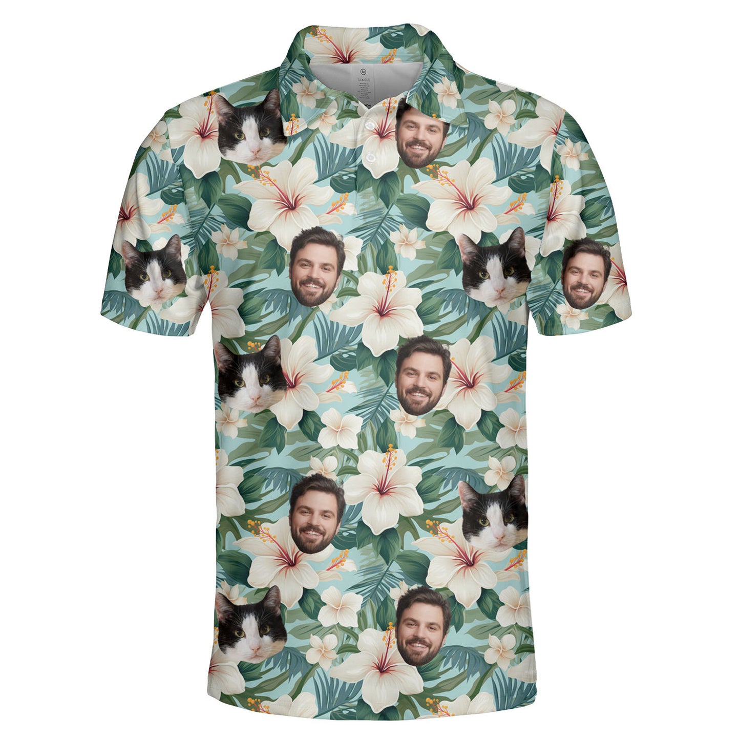 Custom Tropical Aloha Hawaiian Polo Shirt with Pet Human Face on it