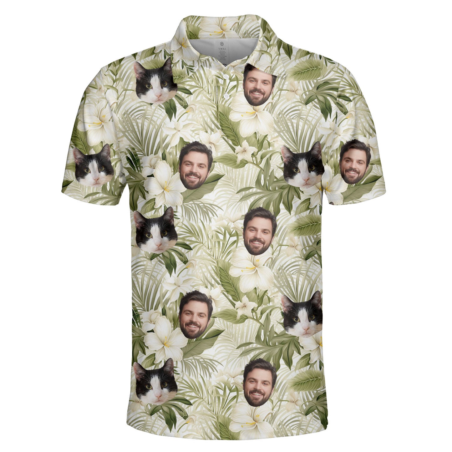 Custom Tropical Aloha Hawaiian Polo Shirt with Pet Human Face on it