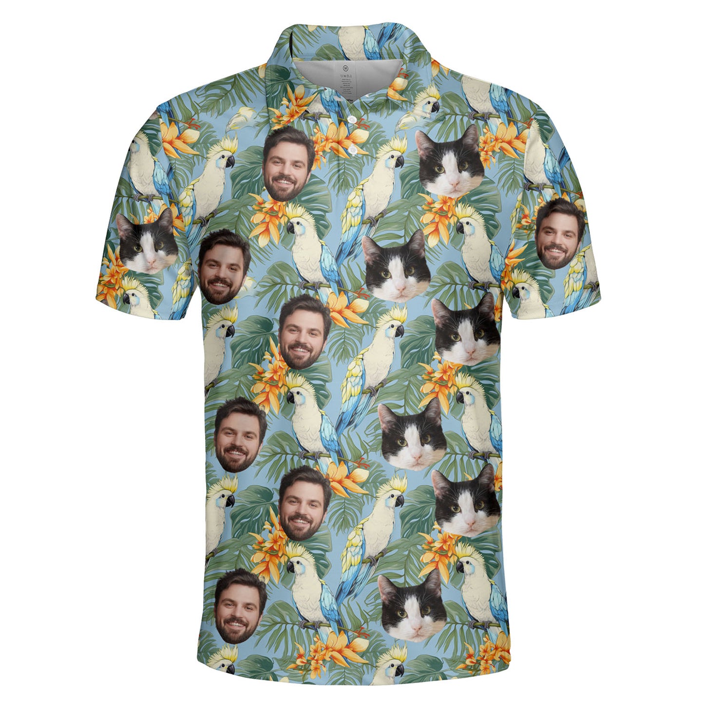 Custom Tropical Aloha Hawaiian Polo Shirt with Pet Human Face on it
