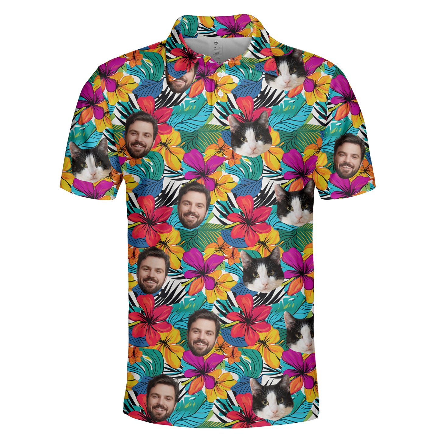 Custom Tropical Aloha Hawaiian Polo Shirt with Pet Human Face on it