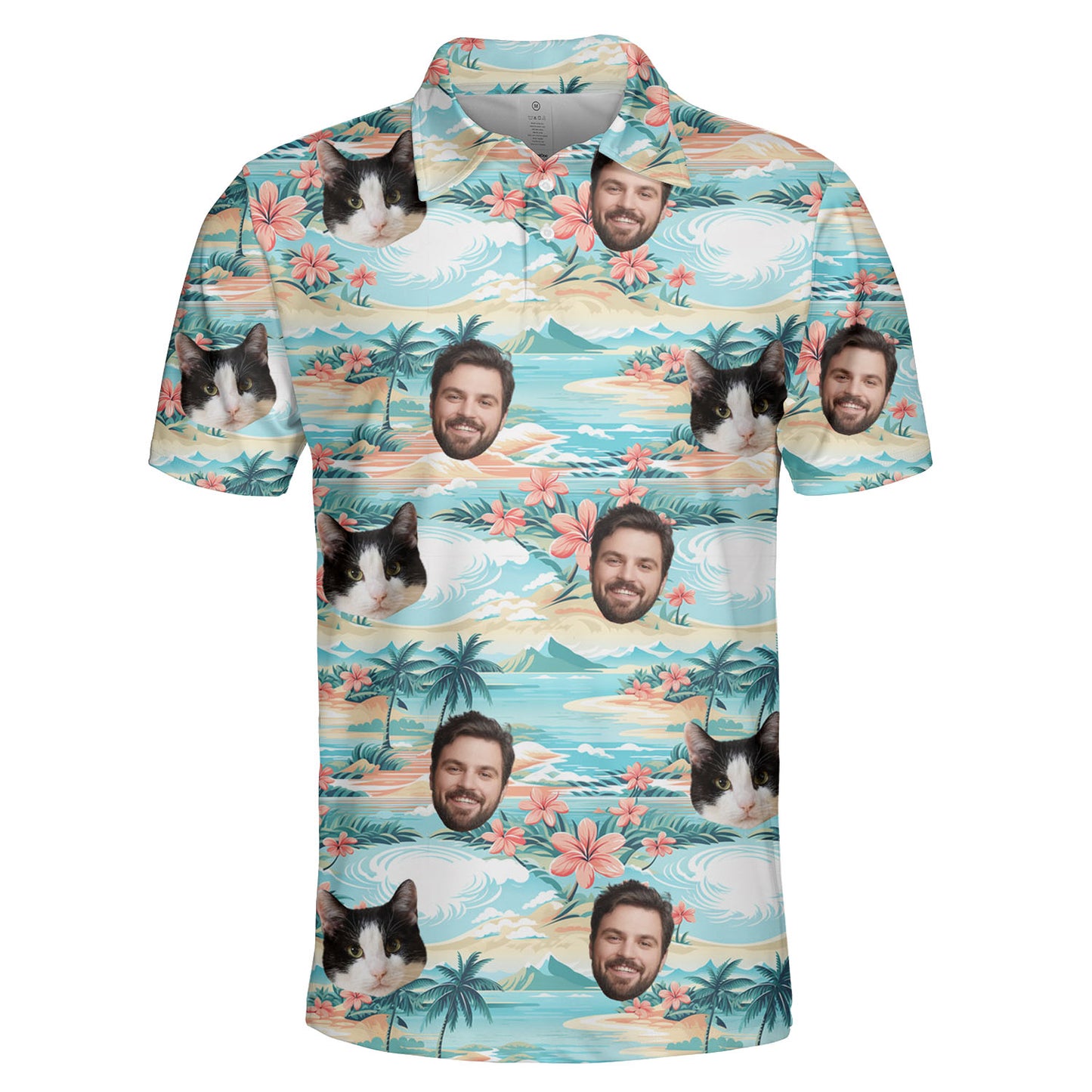 Custom Tropical Aloha Hawaiian Polo Shirt with Pet Human Face on it