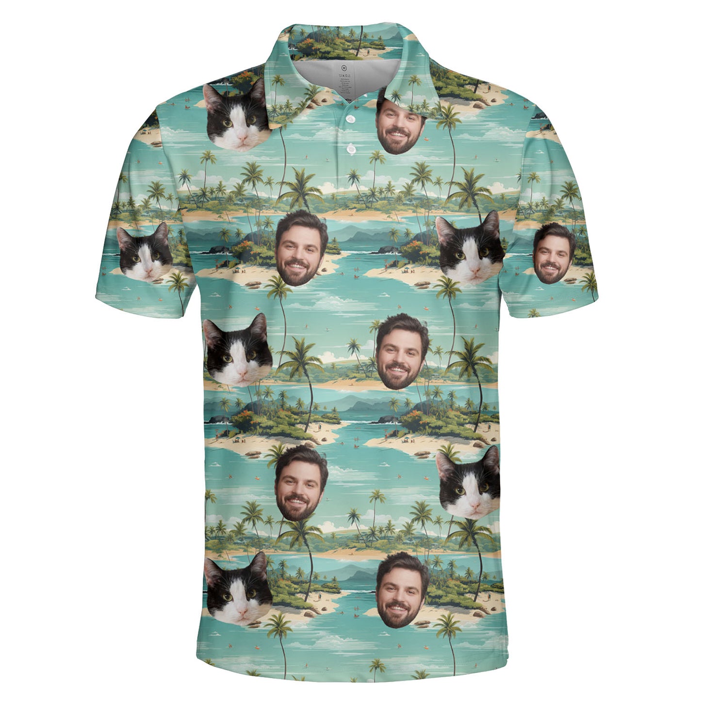 Custom Tropical Aloha Hawaiian Polo Shirt with Pet Human Face on it