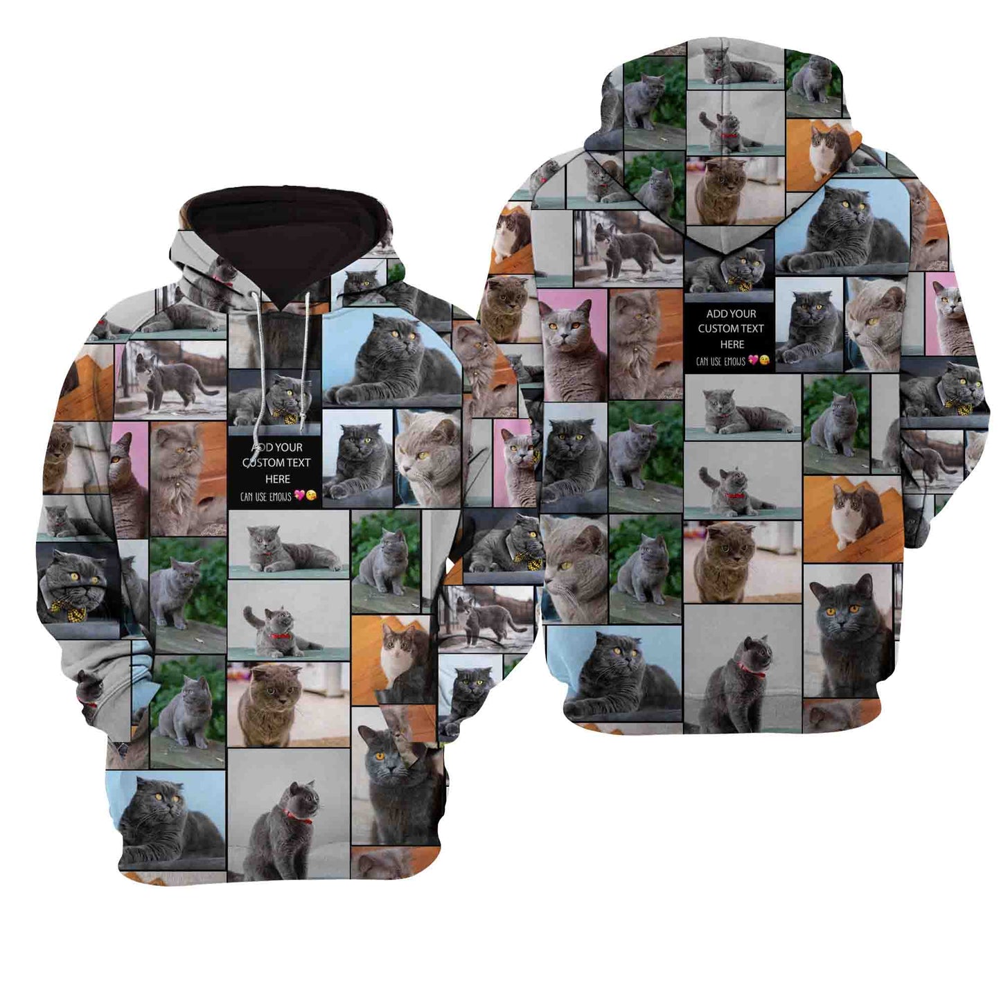 Custom Dog Pet Photo Collage and Text on All-Over Print Unisex Raglan Hoodie