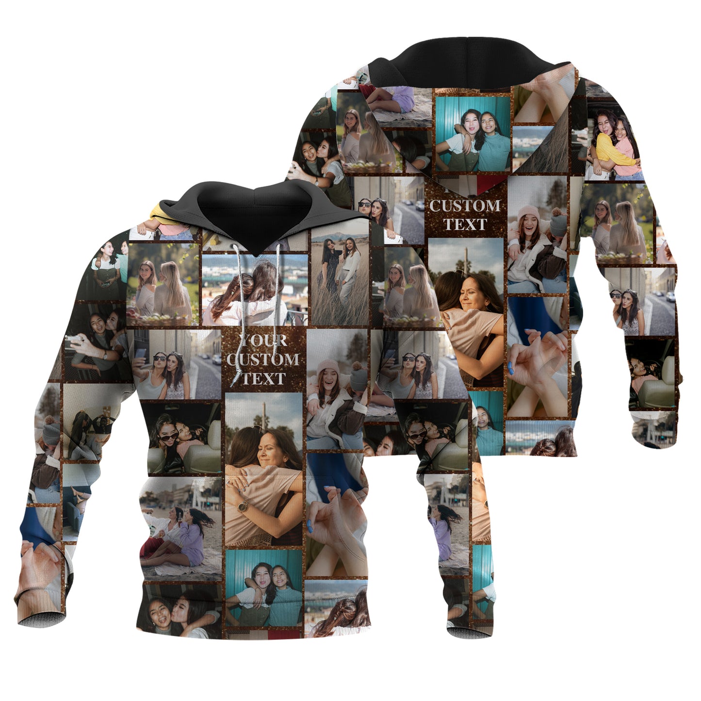 Create Your Own Galaxy Hoodie with Photo Collage & Text – Custom Hoodie for Family, Friends or Couples
