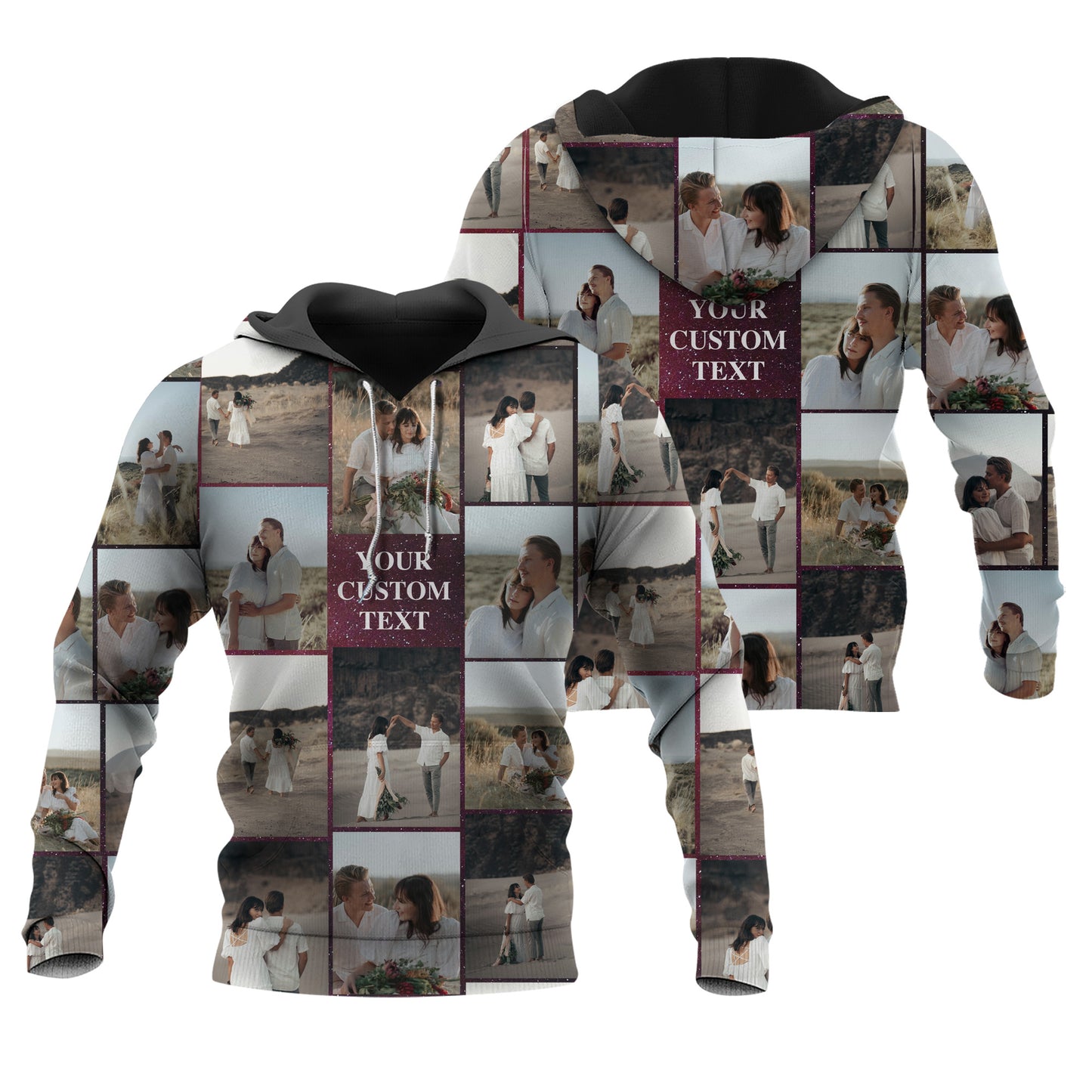 Create Your Own Galaxy Hoodie with Photo Collage & Text – Custom Hoodie for Family, Friends or Couples