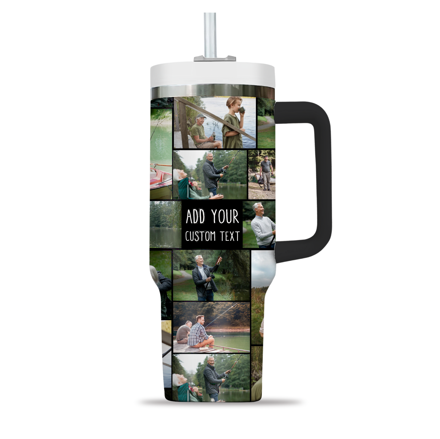 Custom Photo Collage & Text on Personalized Opaque Lid 40oz Tumbler