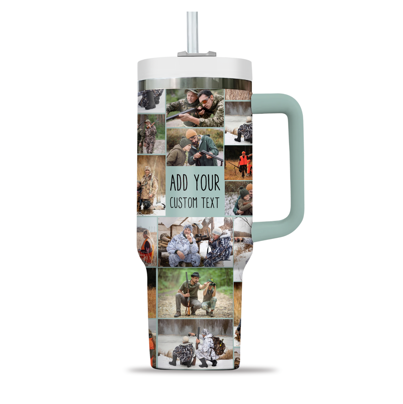 Custom Photo Collage & Text on Personalized Opaque Lid 40oz Tumbler