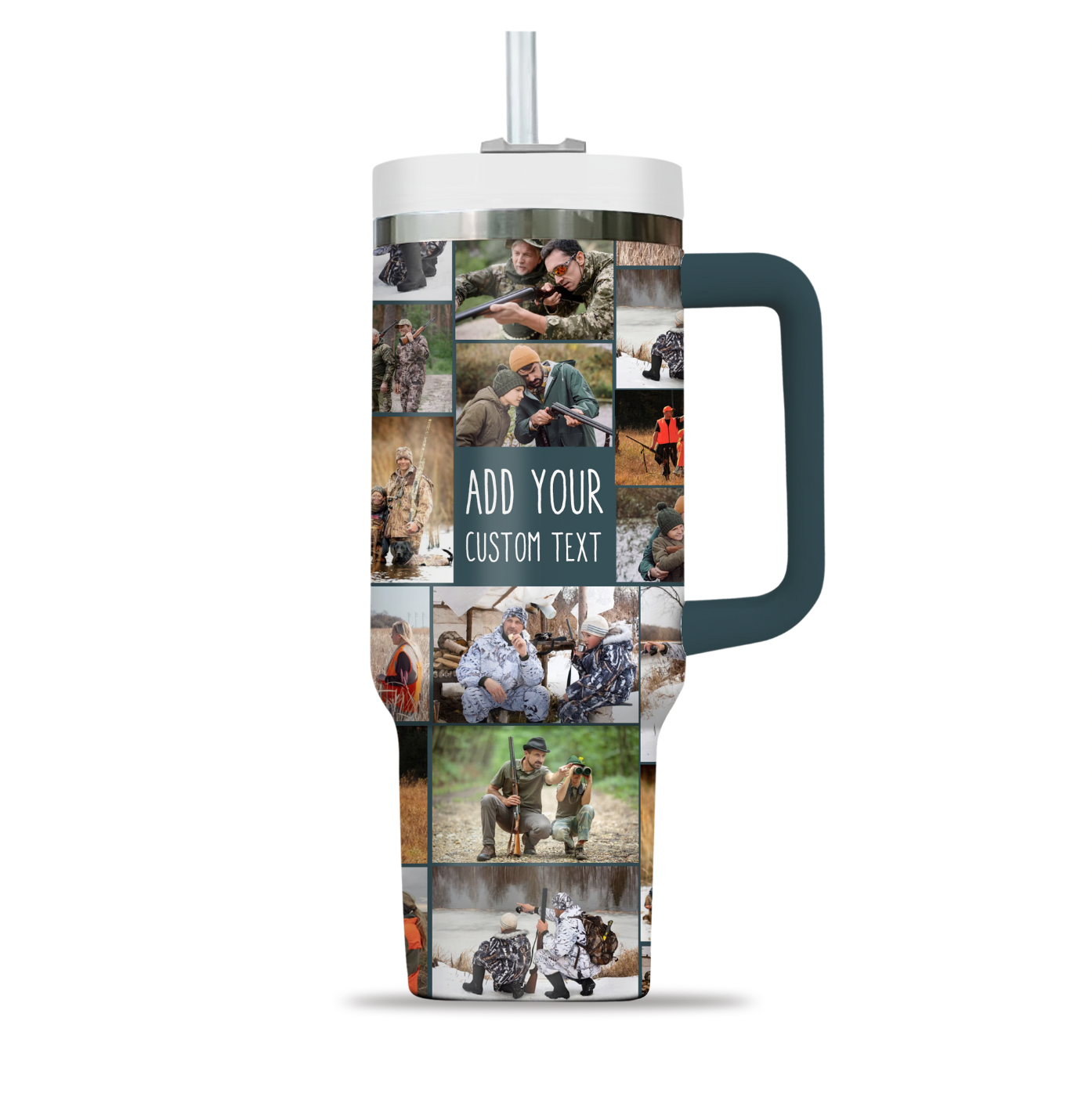 Custom Photo Collage & Text on Personalized Opaque Lid 40oz Tumbler