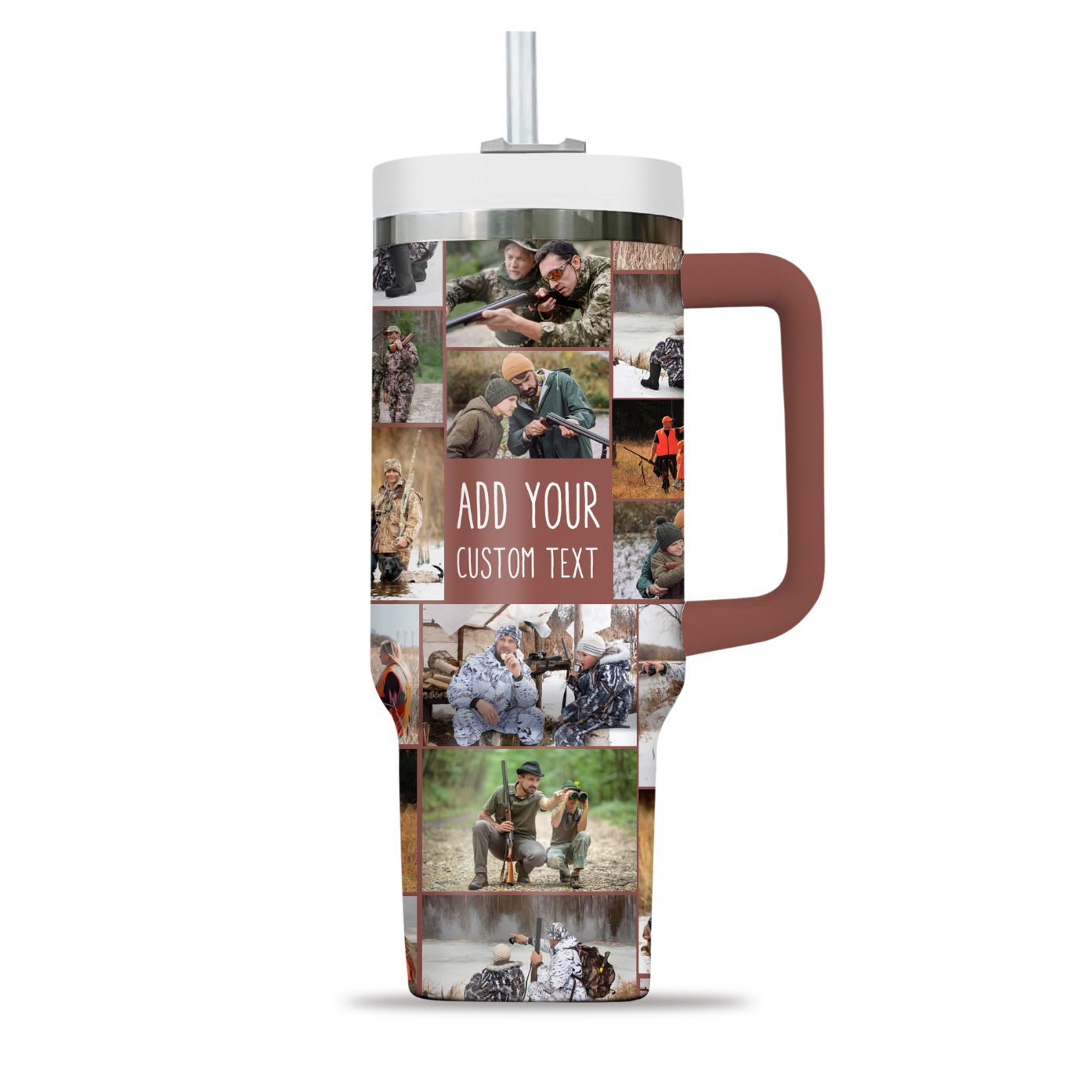 Custom Photo Collage & Text on Personalized Opaque Lid 40oz Tumbler