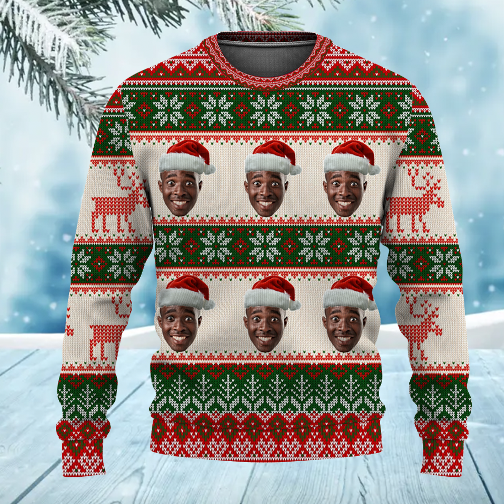 Put Your Photo on Personalized Funny Ugly Christmas Sweater with Picture