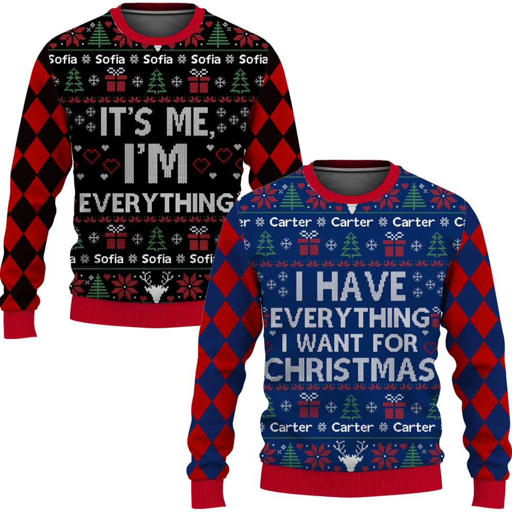 Personalized Funny Ugly Couple Matching Christmas Sweater for Couples