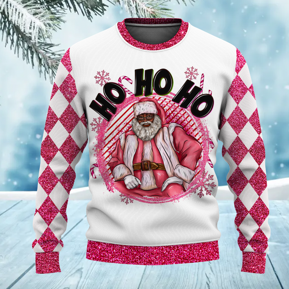 African American Santa Believe Merry Christmas Ugly Sweater for Adult & Kids