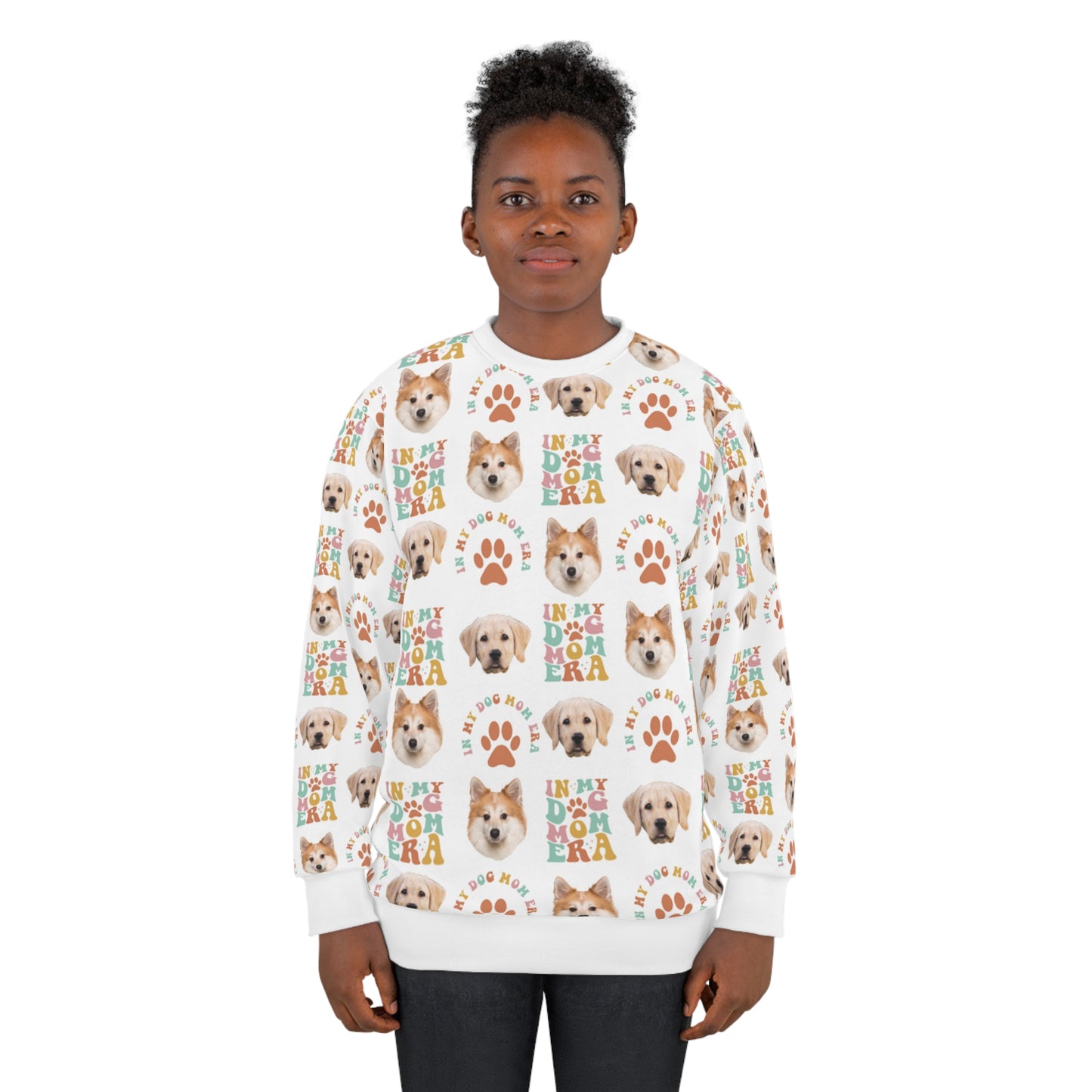 In My Dog Mom Era Funny Dog Mom Personalized Sweatshirt with Dog Face