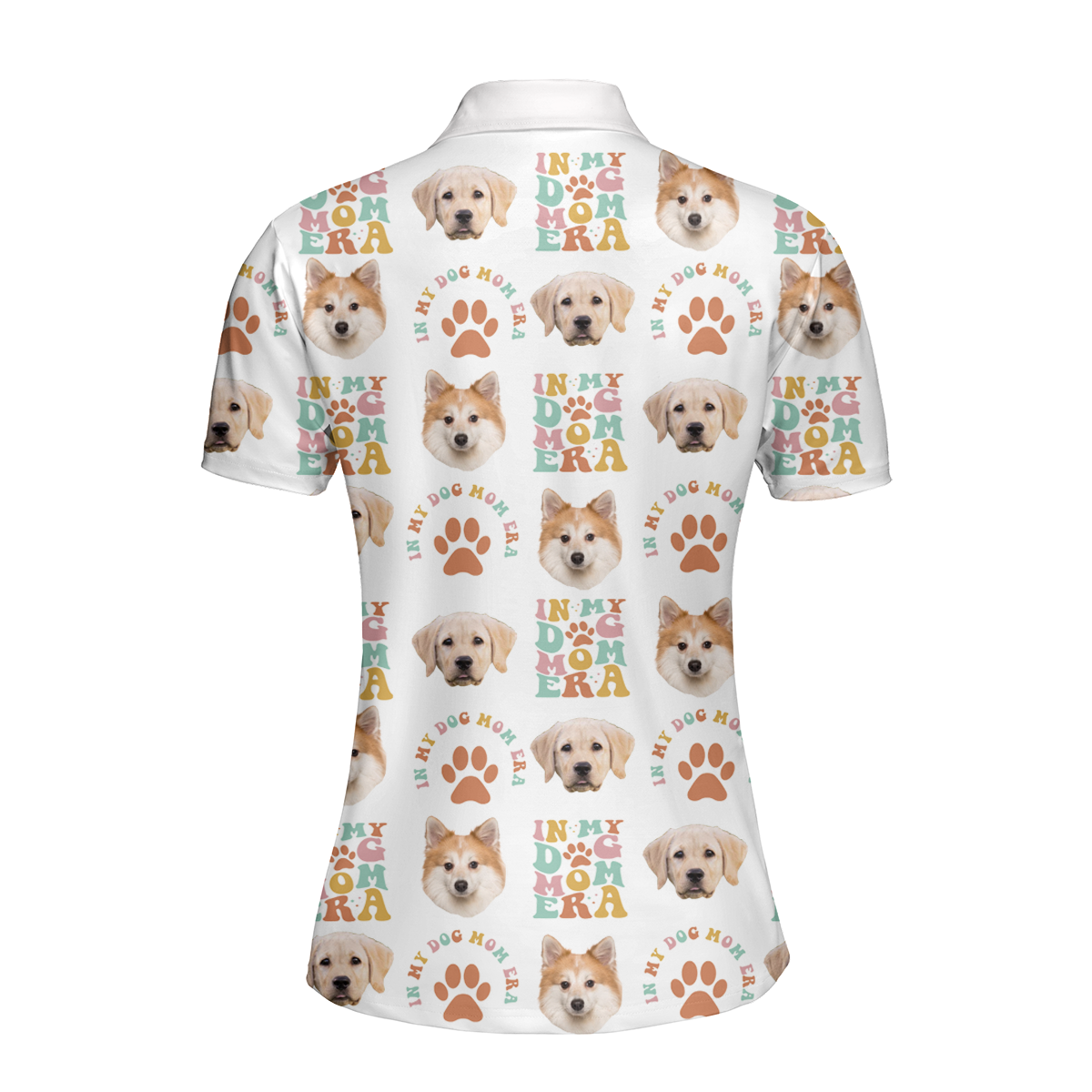 In My Dog Mom Era Funny Dog Mom Personalized Women Polo Shirt with Dog Face
