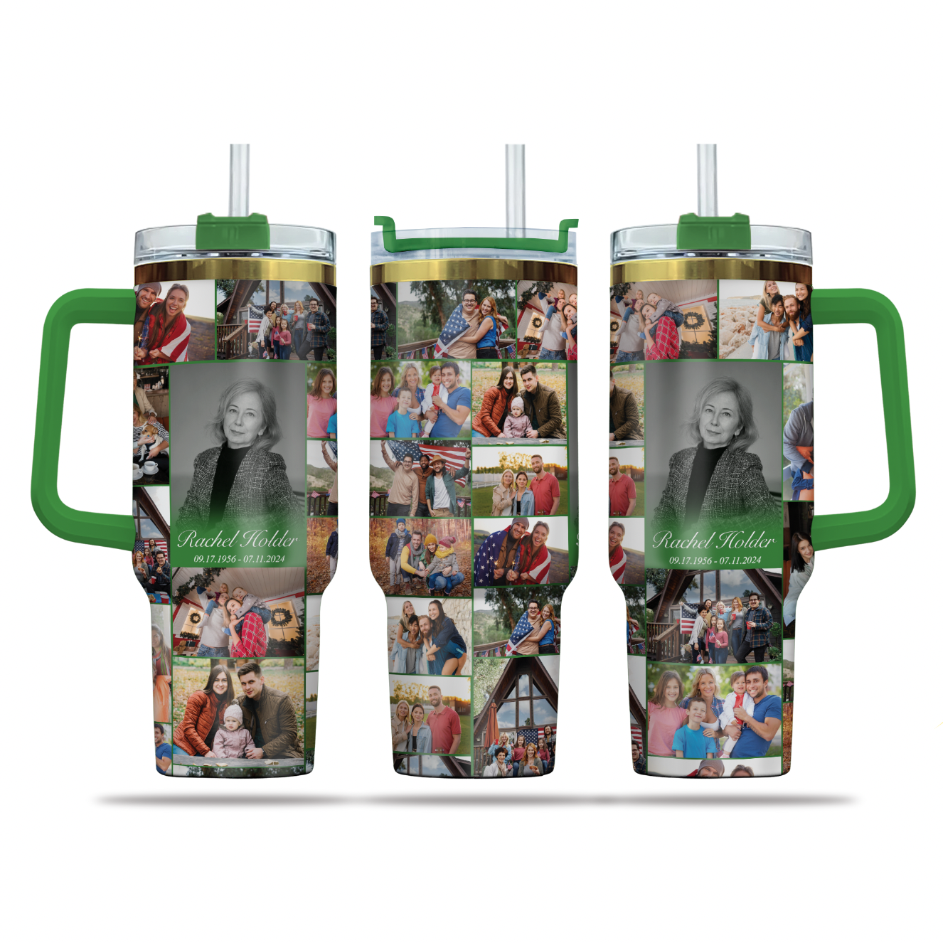 Personalized Memorial Tumbler for Loss of Mother with Photo Collage & Text on 40oz Golden Tumbler