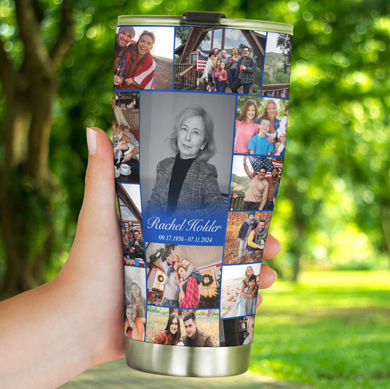 Personalized Memorial Tumbler for Loss of Mother with Photo Collage & Text on Curved Tumbler