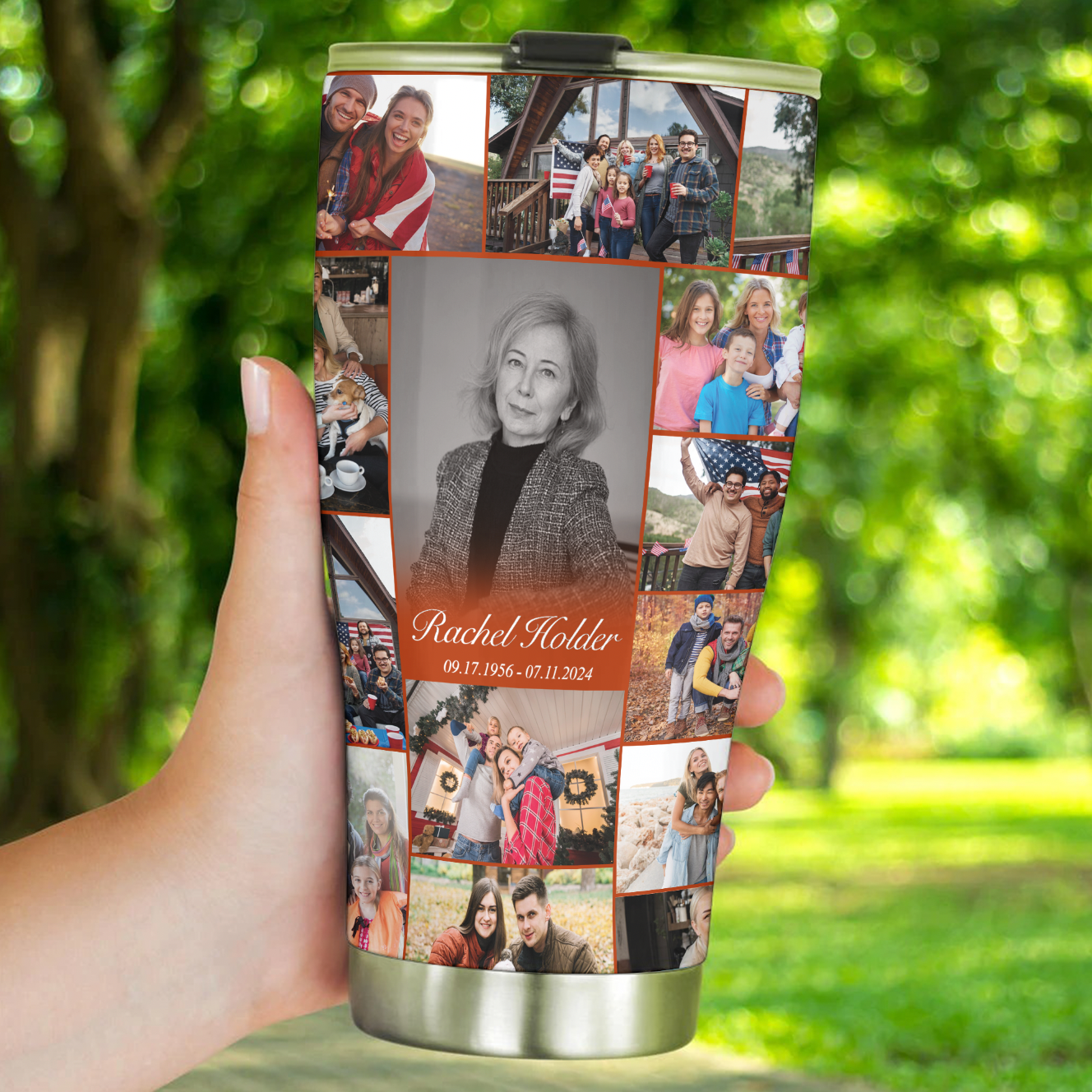Personalized Memorial Tumbler for Loss of Mother with Photo Collage & Text on Curved Tumbler