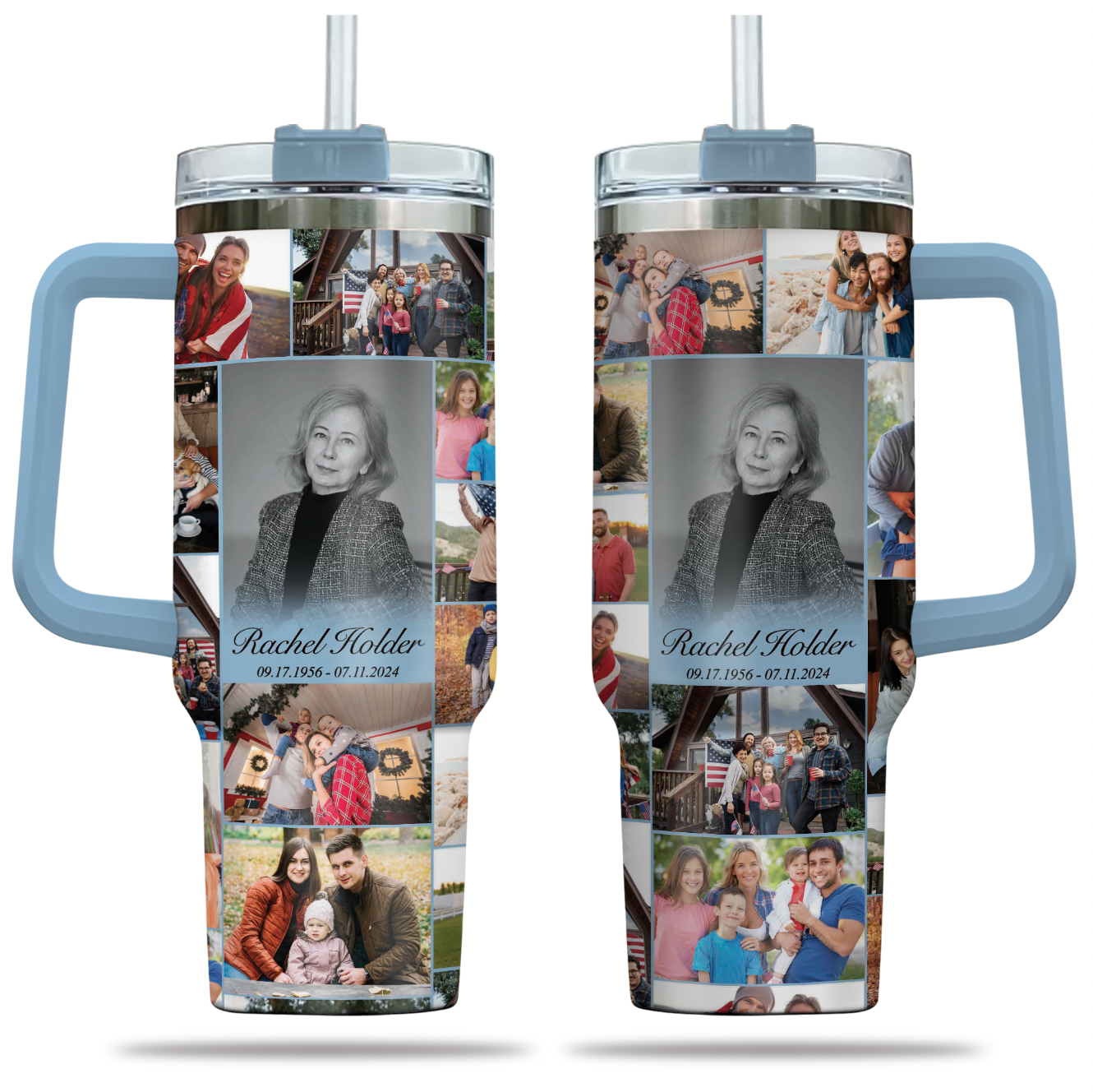 Personalized Memorial Tumbler for Loss of Mother with Photo Collage & Text on Tumbler