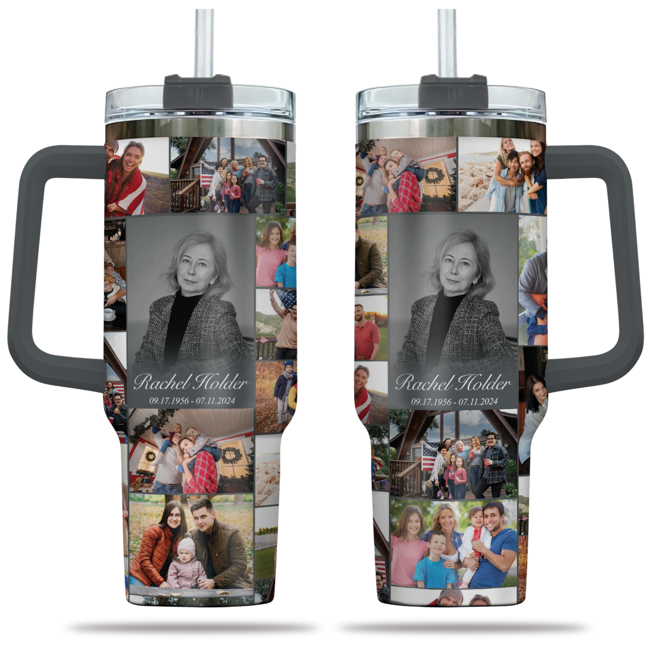 Personalized Memorial Tumbler for Loss of Mother with Photo Collage & Text on Tumbler
