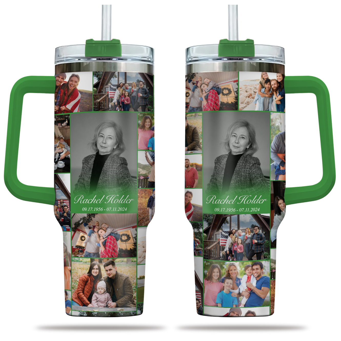 Personalized Memorial Tumbler for Loss of Mother with Photo Collage & Text on Tumbler