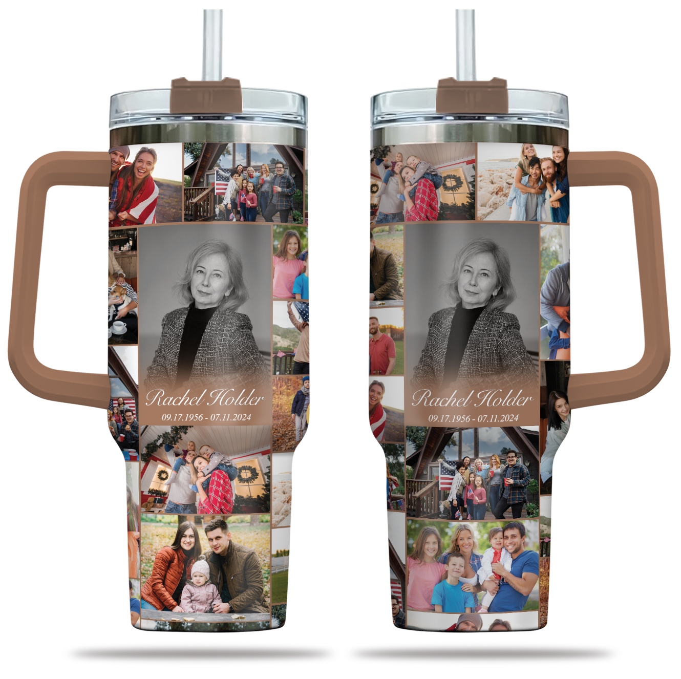 Personalized Memorial Tumbler for Loss of Mother with Photo Collage & Text on Tumbler