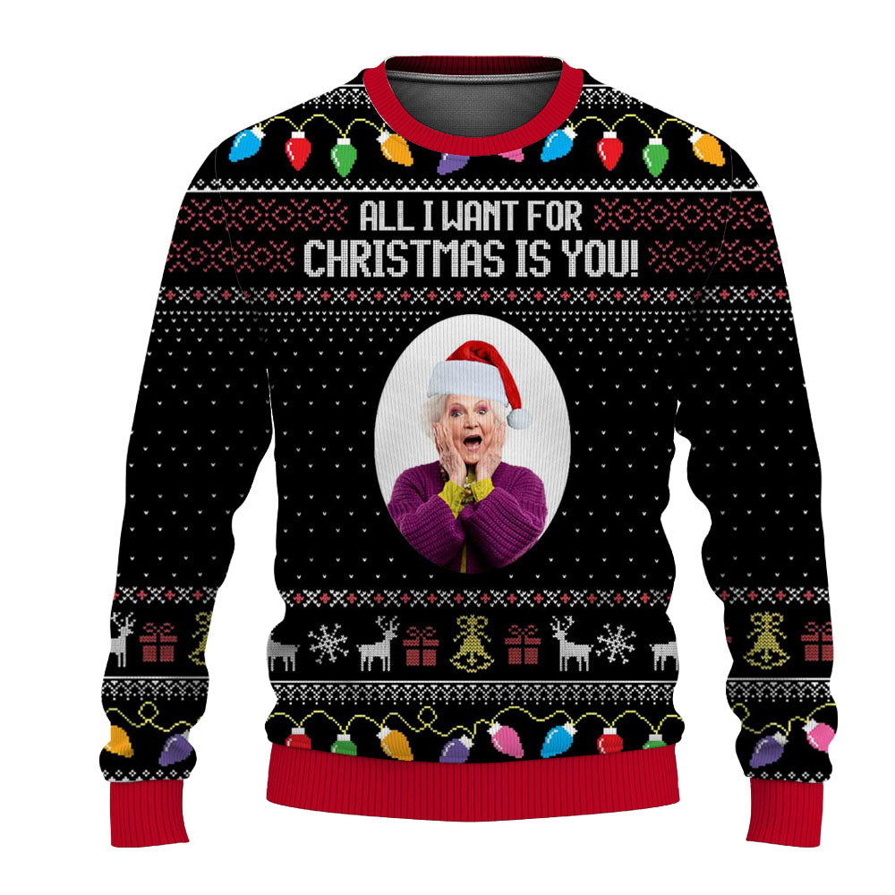 Personalized Your Own Image and Text Funny Ugly Christmas Sweater for Men & Women