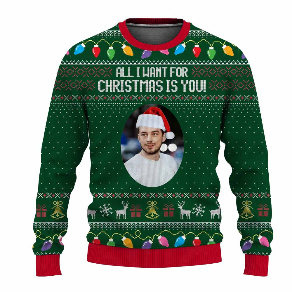Personalized Your Own Image and Text Funny Ugly Christmas Sweater for Men & Women