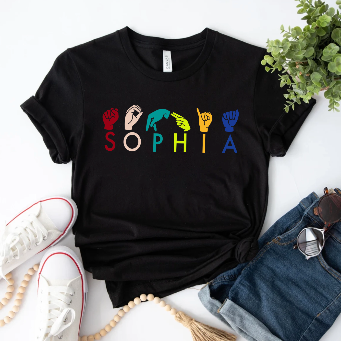Personalized ASL American Sign Language T-Shirt – Custom Name ASL Tee