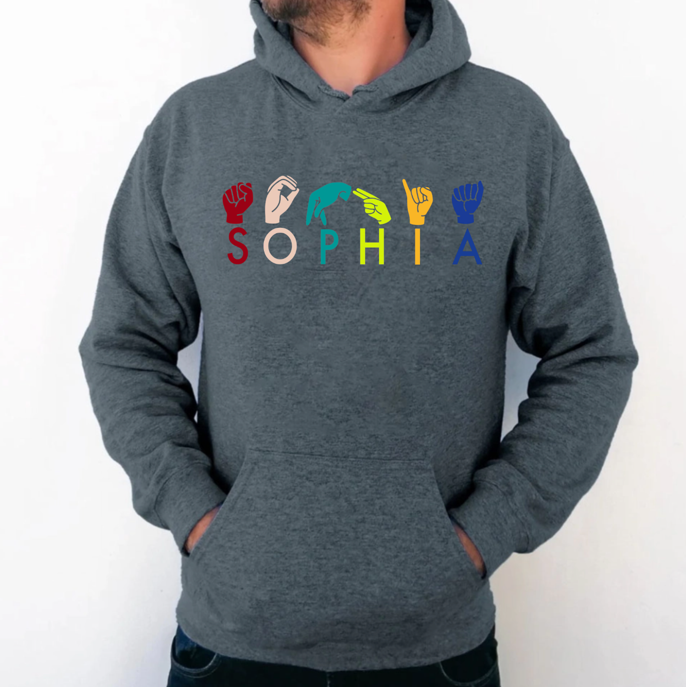 Personalized ASL American Sign Language Unisex Hoodie – Custom Name ASL Hooded Sweatshirt