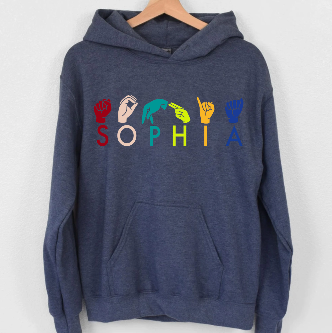 Personalized ASL American Sign Language Unisex Hoodie – Custom Name ASL Hooded Sweatshirt
