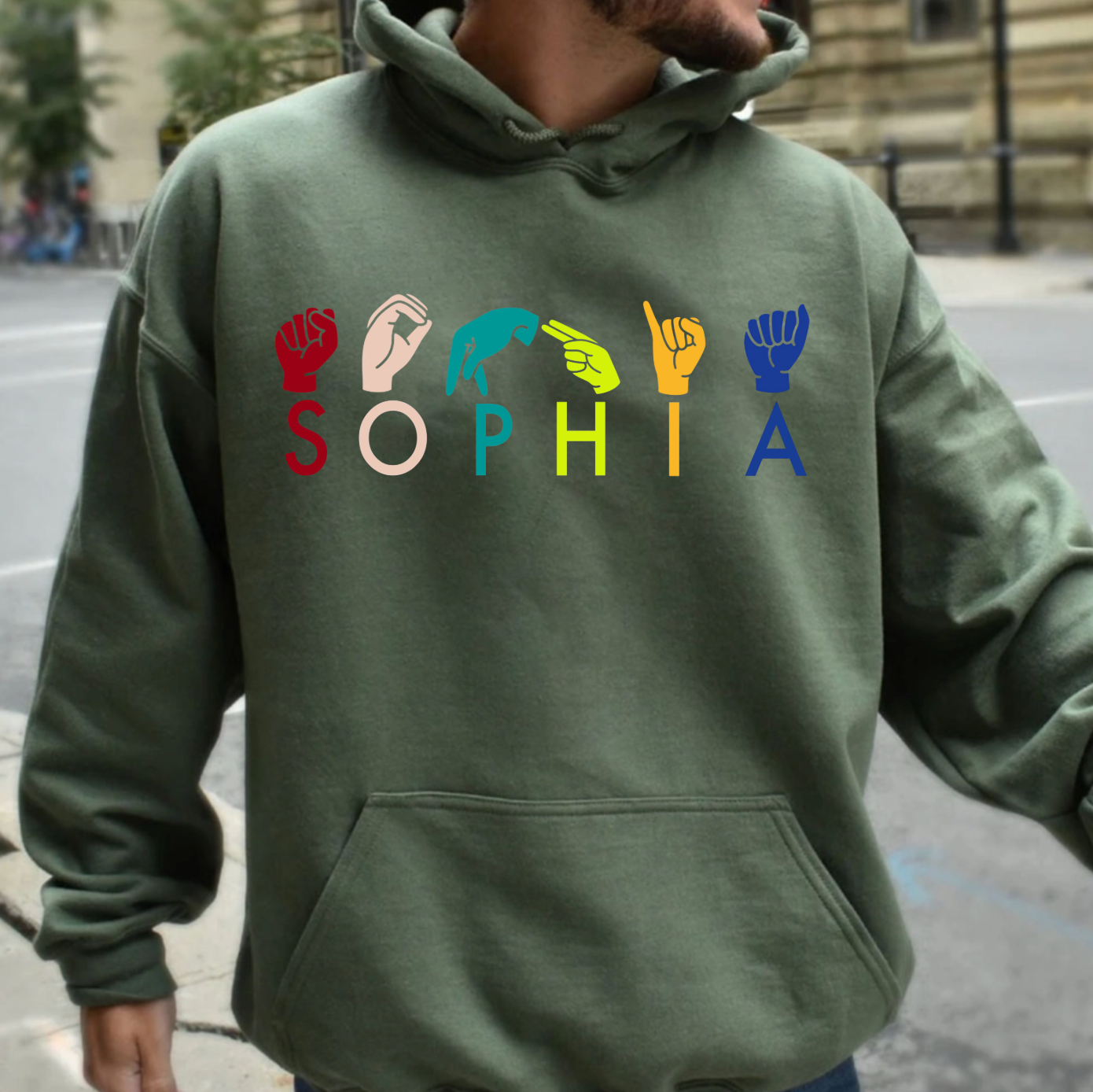 Personalized ASL American Sign Language Unisex Hoodie – Custom Name ASL Hooded Sweatshirt