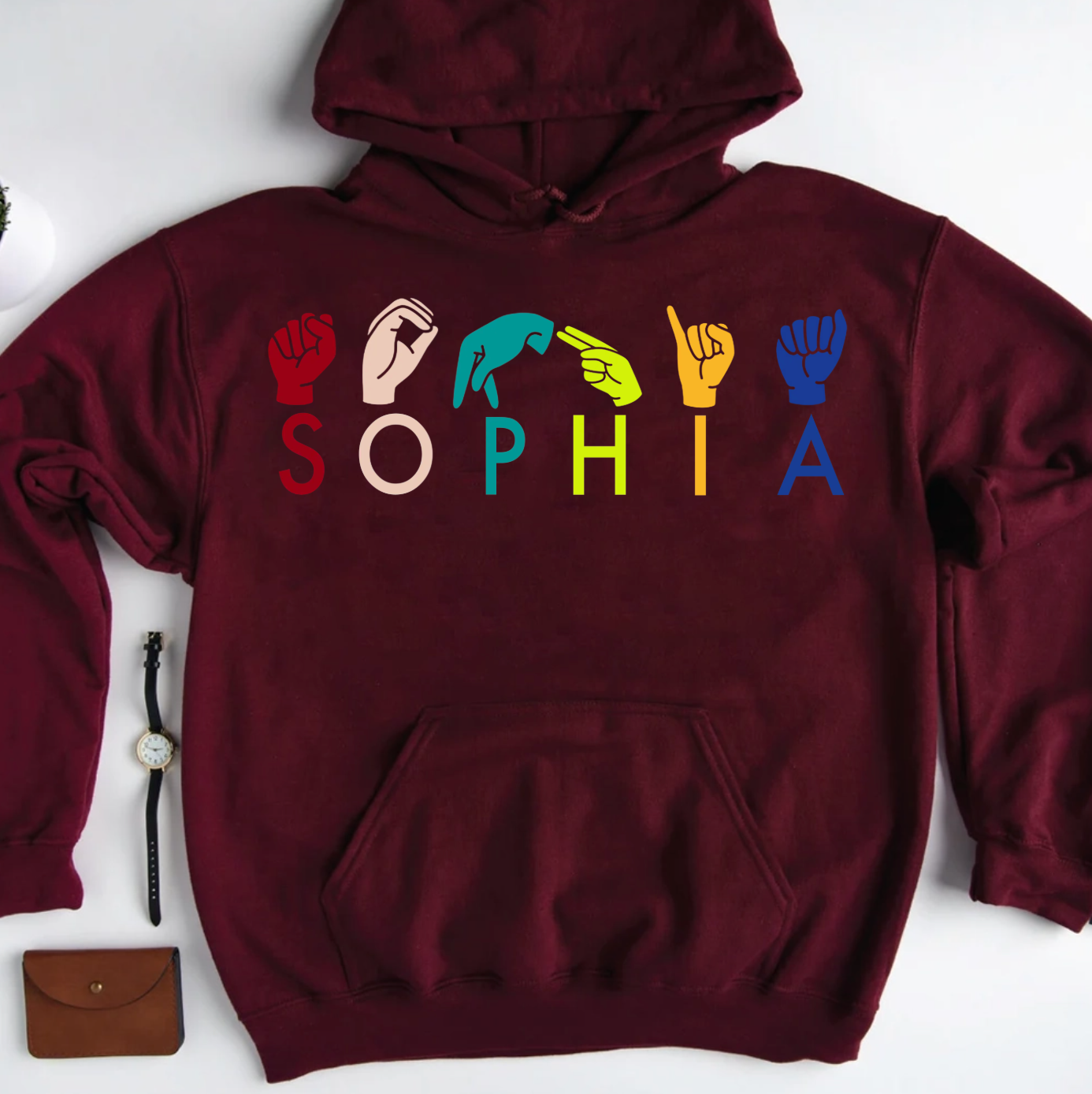 Personalized ASL American Sign Language Unisex Hoodie – Custom Name ASL Hooded Sweatshirt