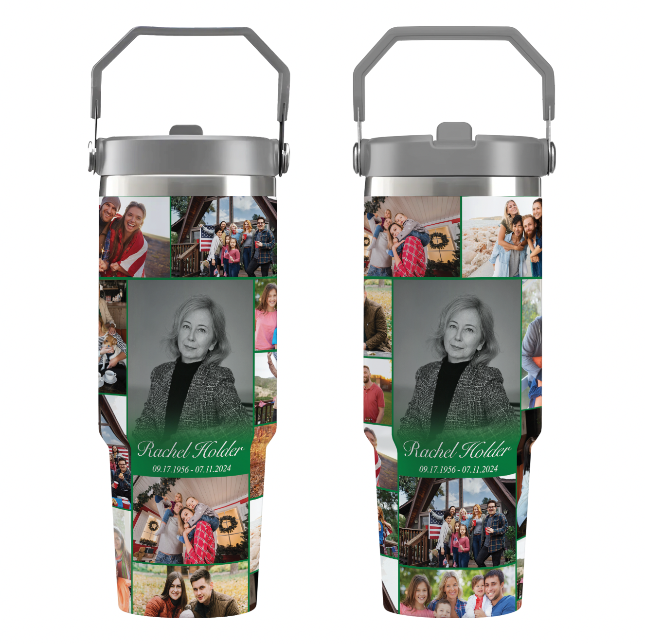 Personalized Memorial Tumbler for Loss of Mother with Photo Collage & Text on Flip Straw Tumbler