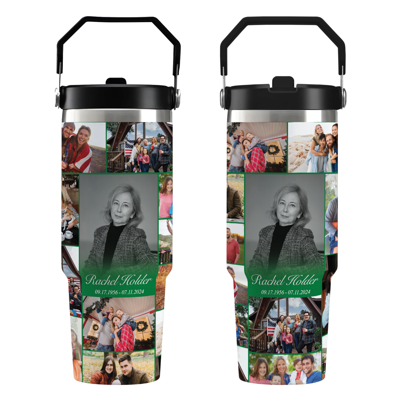 Personalized Memorial Tumbler for Loss of Mother with Photo Collage & Text on Flip Straw Tumbler