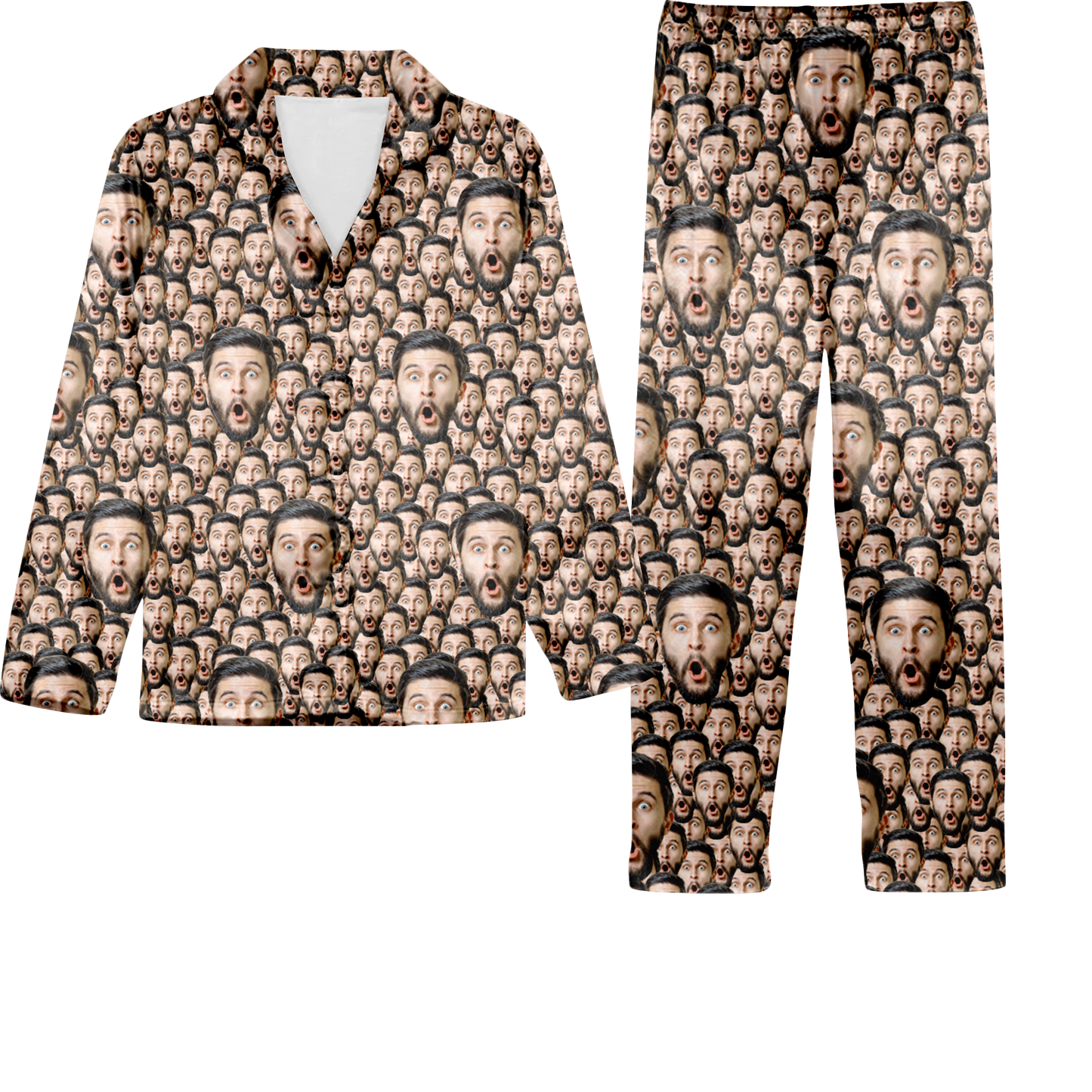 Put Your Photo Face on Personalized Christmas Satin Pajama Set for Adult & Kids