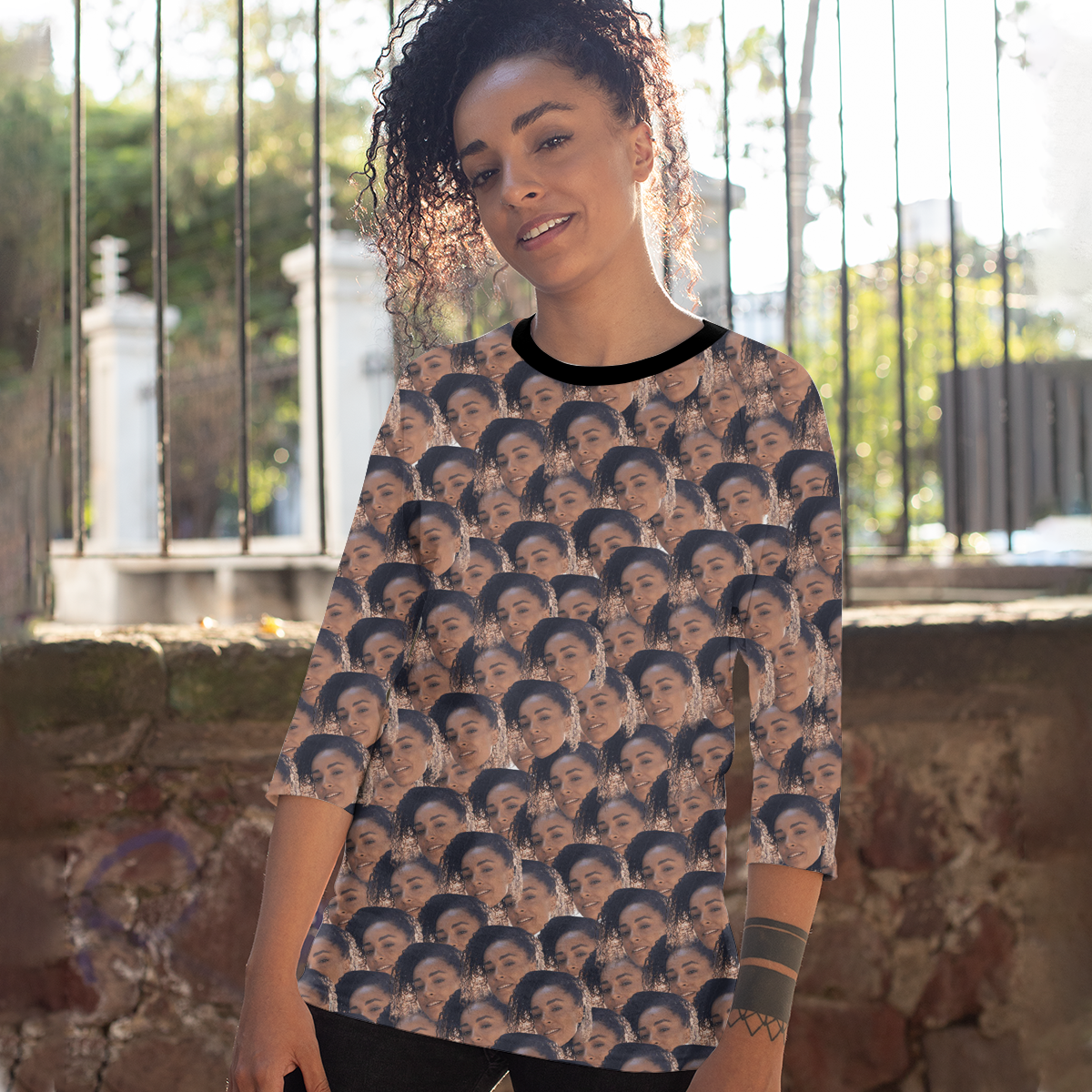 Put Your Photo Face on Personalized Funny 3/4 Sleeve Raglan T-Shirt