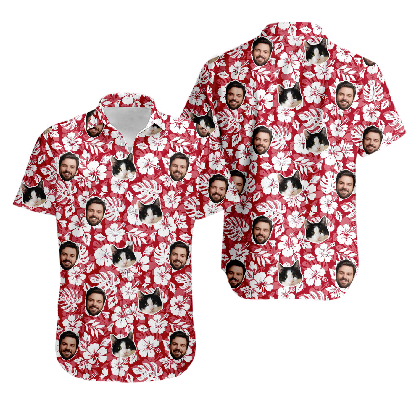 Tropical Floral Hawaiian Shirt for Men & Women with Pet or Human Face on it