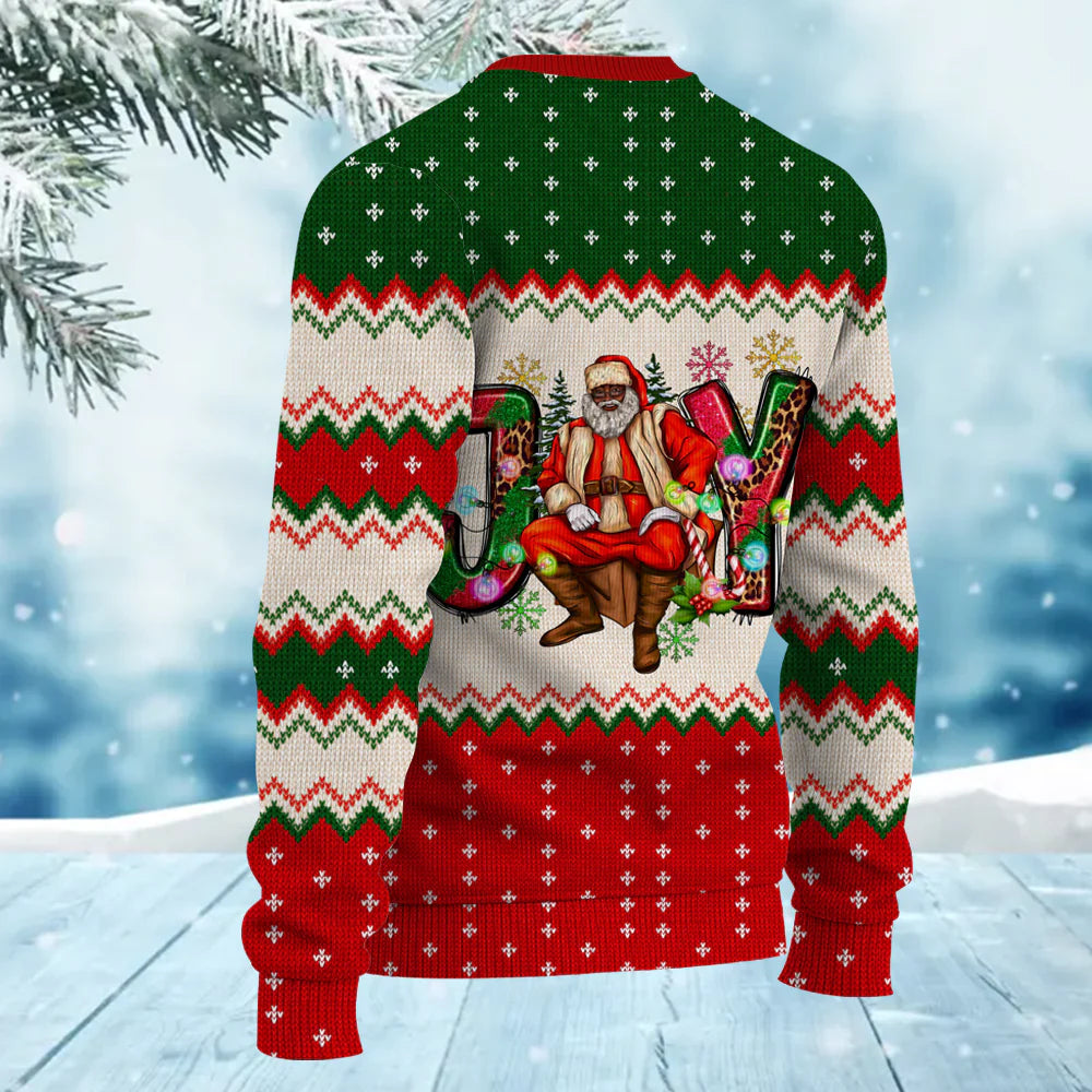 African American Santa Believe Merry Christmas Ugly Sweater for Adult & Kids