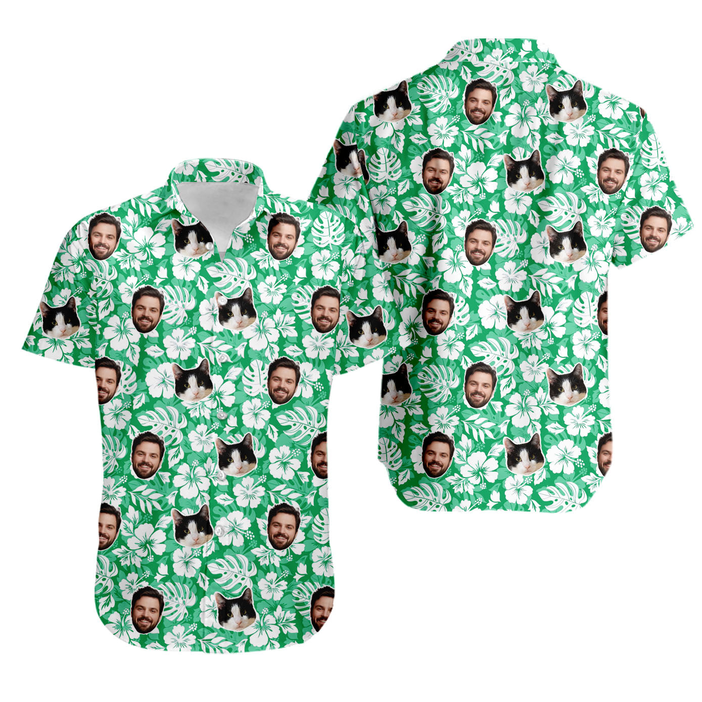 Tropical Floral Hawaiian Shirt for Men & Women with Pet or Human Face on it