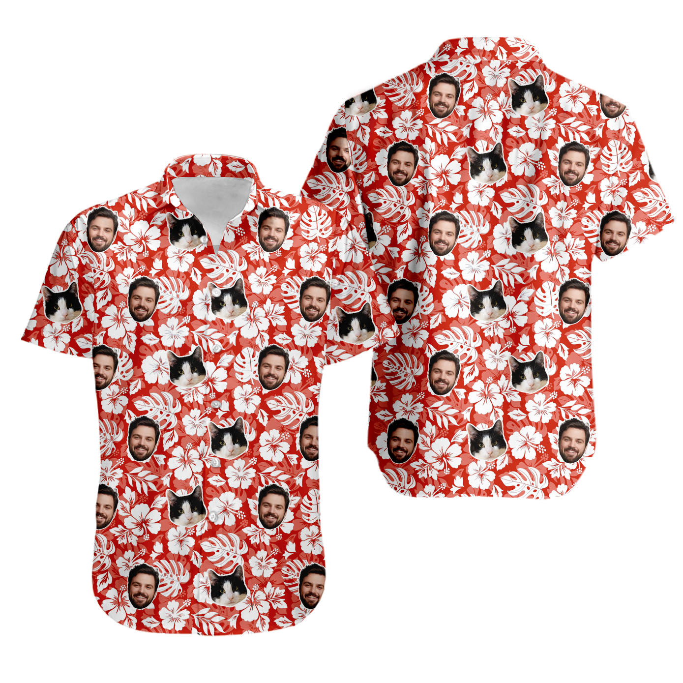 Tropical Floral Hawaiian Shirt for Men & Women with Pet or Human Face on it