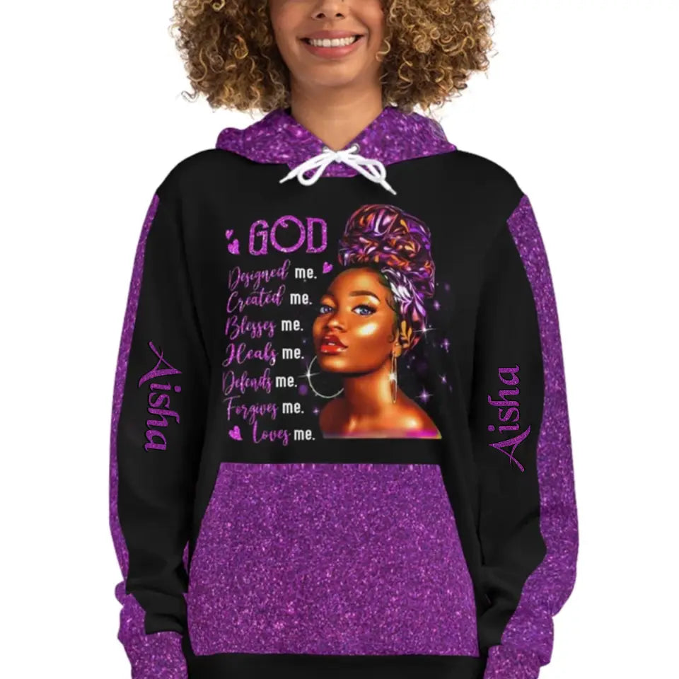 Custom Name Black Women Afro Girl Personalized Hooded Sweatshirt