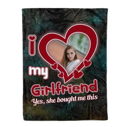 Valentine's Day Gift for Him with Picture on I Love My Girlfriend Galaxy Blanket