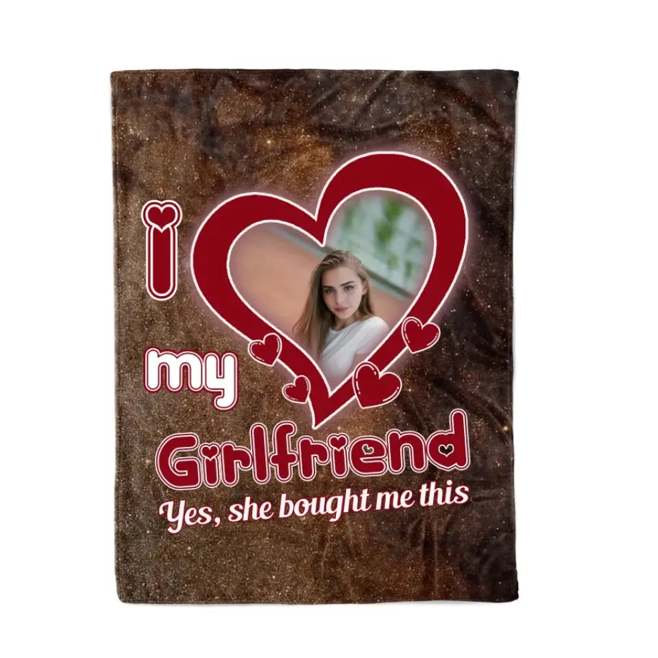 Valentine's Day Gift for Him with Picture on I Love My Girlfriend Galaxy Blanket