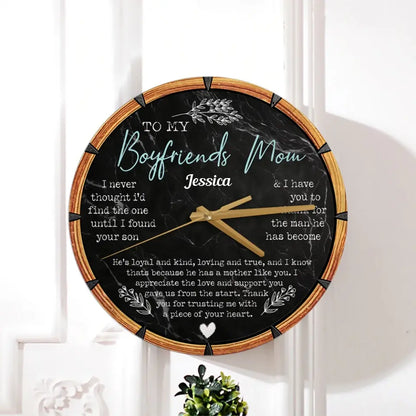 To My Boyfriends Mom Gift for Boyfriends Mom Wooden Clock